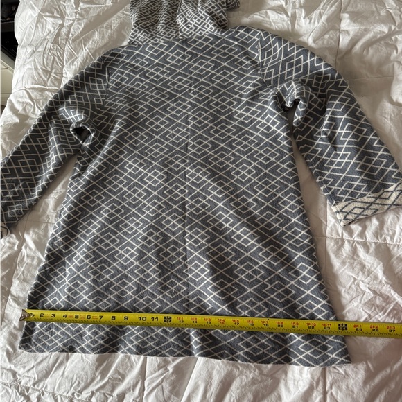 Anthropologie Moth Galena Cowl Neck Geometric Sweater Gray White Alpaca Blend L - Picture 12 of 14